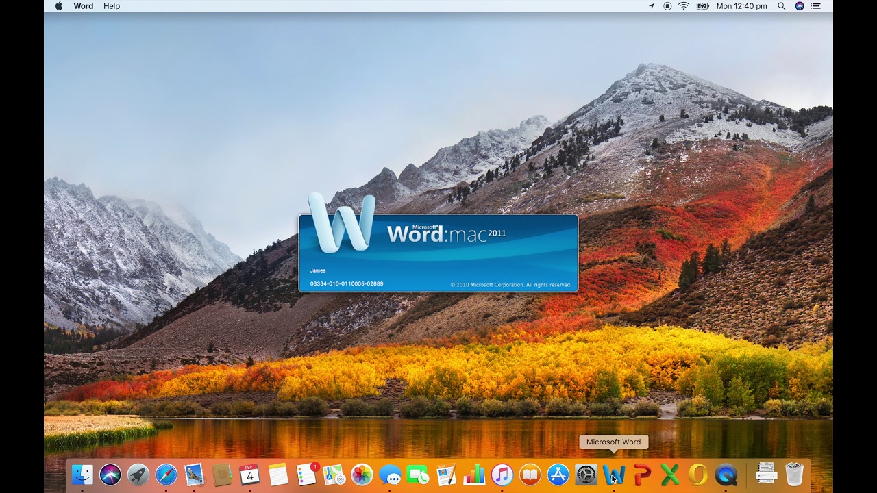 Microsoft Word For Mac 2011 Does Not Work With High Sierra